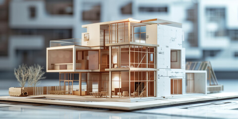 Architectural Model of a Modern House with Detailed Design