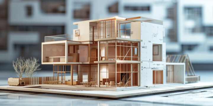 Architectural Model of a Modern House with Detailed Design