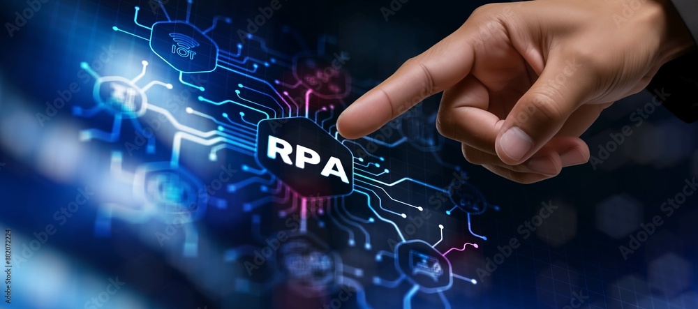 Aufkleber rpa robotic process automation. business optimisation innovation concept