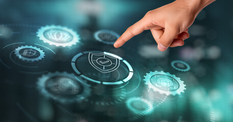 Inscription Cyber Security Protection Technology Concept. Internet safety