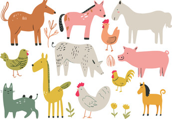 Colorful Farm Animal Illustration