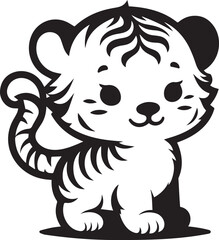black and cartoon illustration of a tiger