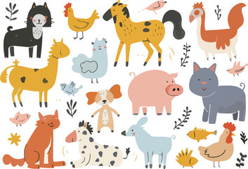 Colorful Farm Animal Illustration