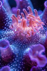 Microscopic Beauty: Detailed Macro Shot of a Purple Rhinovirus Under Natural Light