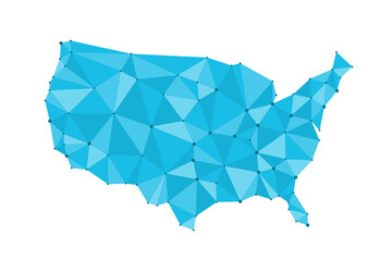 USA map polygon geometric style. United States map modern polygonal style. Transparent isolated PNG.