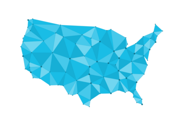 USA map polygon geometric style. United States map modern polygonal style. Transparent isolated PNG.