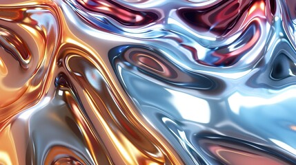 Abstract shapes of liquid chrome colors in motion