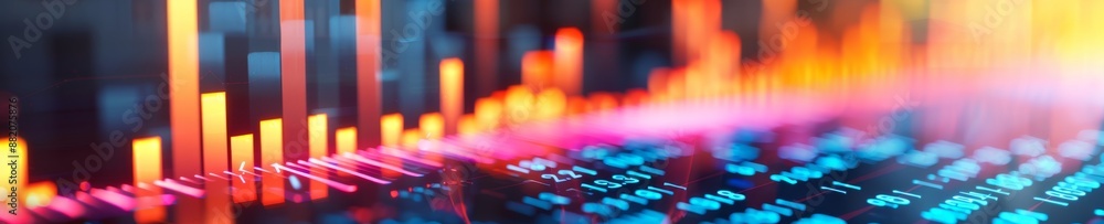 Poster abstract colorful data and graph visualization - futuristic digital background.