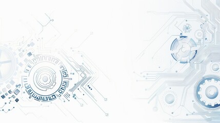 Abstract Technology Background with Gears and Circuit Elements. Generative AI