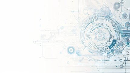 Abstract Technology Background with Gears and Circuit Elements. Generative AI