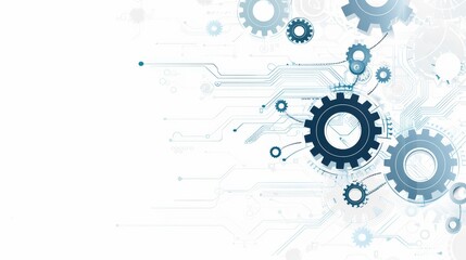 Abstract Technology Background with Gears and Circuit Elements. Generative AI
