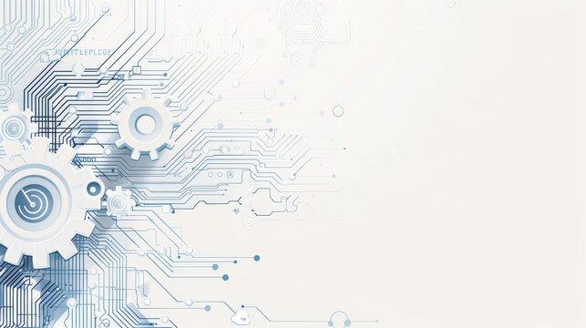 Abstract Technology Background with Gears and Circuit Elements. Generative AI