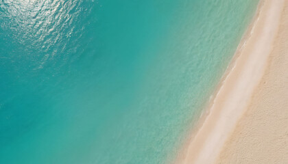 aerial view of a beautiful beach with tuqueza-colored water and white sand, space for copy, background for text