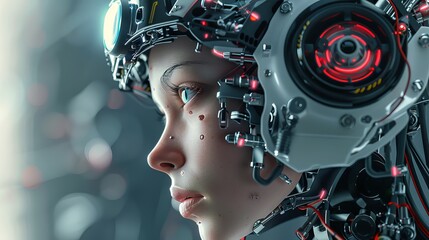 A woman with robotic parts