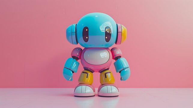 3d cartoon robbot set adorable