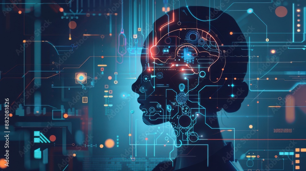 Leinwandbilder an ai assistant performing real-time calculations for a researcher, enhancing knowledge discovery an