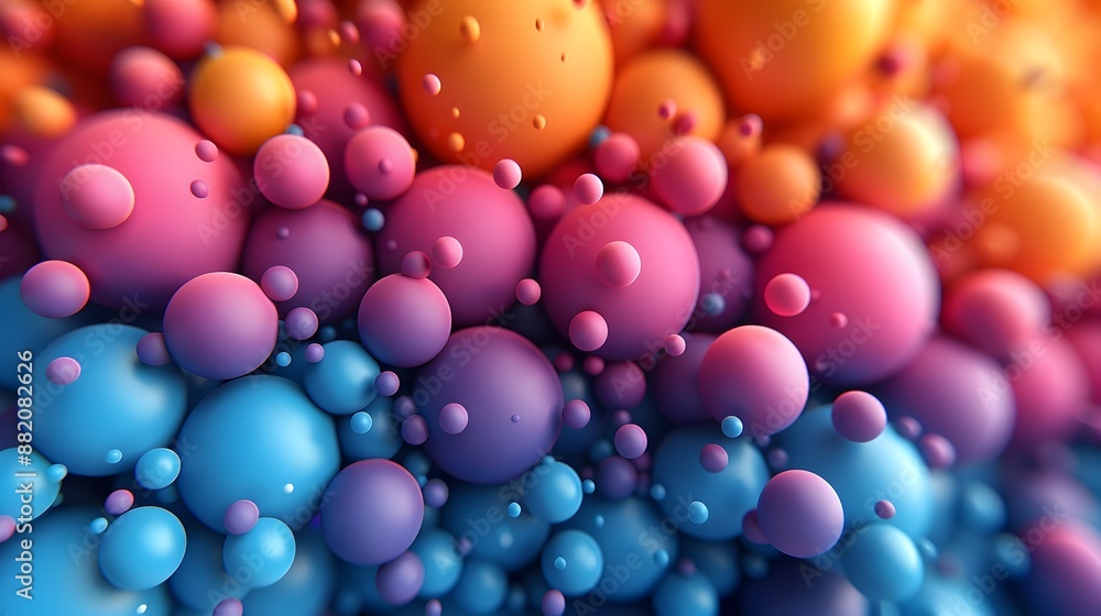 Poster mesmerizing iridescent gradient spheres and blobs in vivid colors