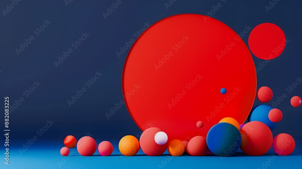 Poster vibrant minimalist circular abstract bubble pattern graphic design