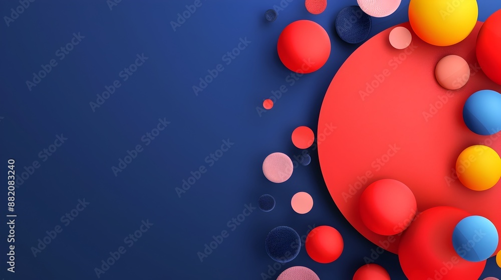 Poster vibrant colorful abstract spherical geometric patterns and shapes digital 3d render background