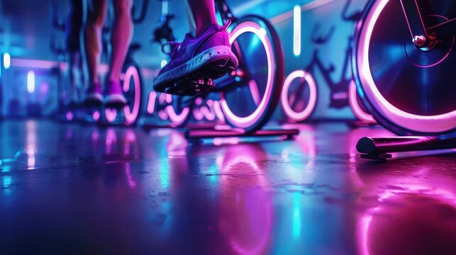 Neon spin class top
