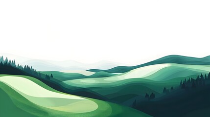 Obraz premium Lush Green Mountainous Landscape with Rolling Hills and Forested Valleys