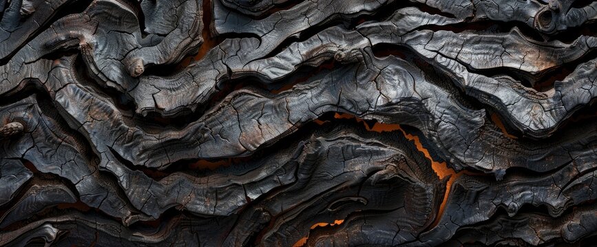Texture bark of tembusu tembesu or ironwood tree close up in a vertical shot, highlighting natural details and rugged textures