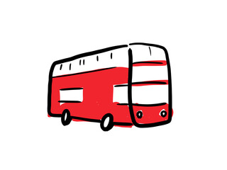 London red double decker bus - hand drawn symbol logo design. © Tupungato