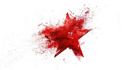 A bright red star covered in thick layers of red paint
