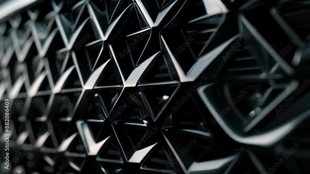 Poster threedimensional triangular shapes overlap and overlap in a mesmerizing almost hypnotic pattern on t