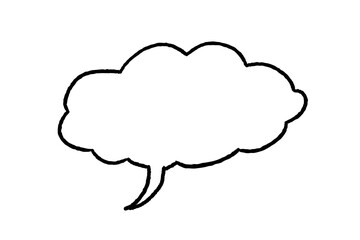 Speech bubble hand drawn PNG illustration. Simple isolated speech bubble. Transparent PNG.