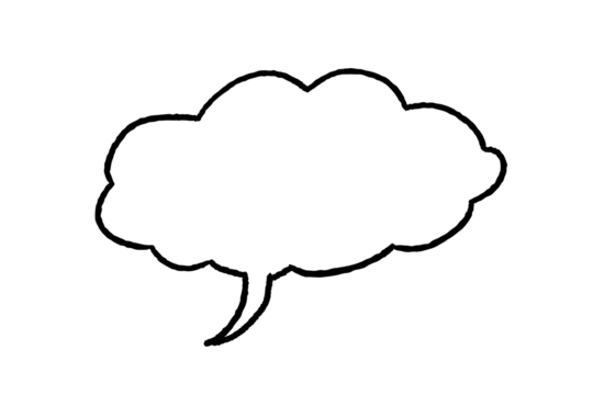 Speech bubble hand drawn PNG illustration. Simple isolated speech bubble. Transparent PNG.