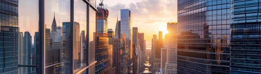 Fototapeta premium life, work, city skyline, morning light, fresh start