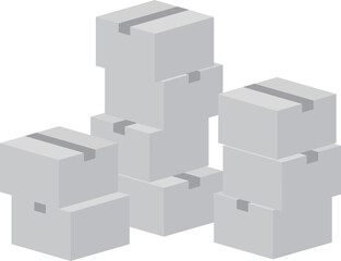 山積みの白いダンボール箱アイコン