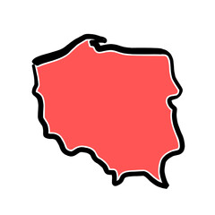 Obraz premium Poland map outline - smooth simplified country shape map. Transparent isolated PNG.