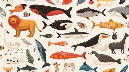 Fototapeta premium Detailed illustration of animal behavior patterns, from feeding actions to defensive responses, a study in instinctual movements