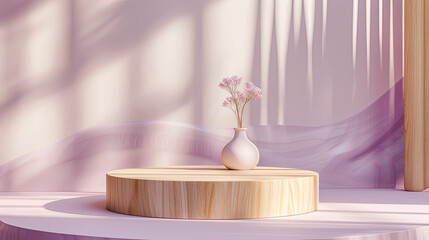 3D Minimalist Purple Violet Empty Podium Background for Product Advertising and Presentation