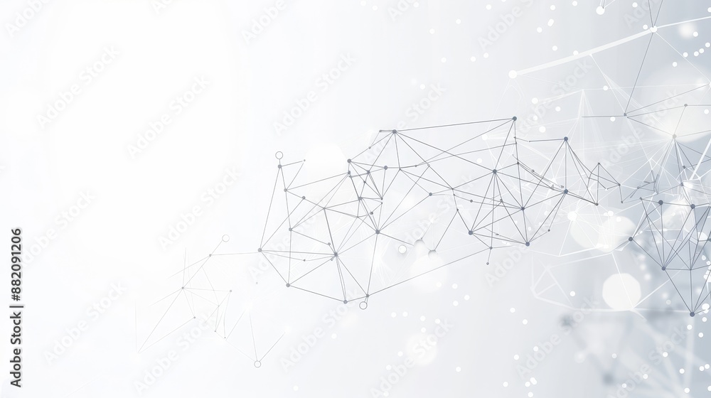 Poster a white abstract futuristic background with connecting dots and lines. 4k render.
