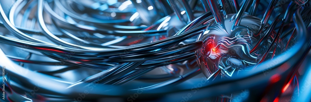 Poster rendering of an abstract digital high tech background in 3d