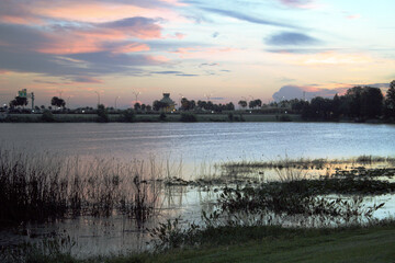 Early morning sunrise lakeside 