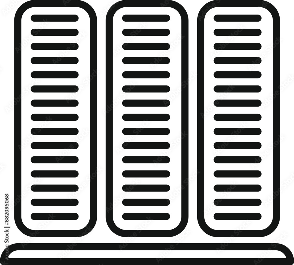 Poster simple icon representing a server rack, symbolizing data storage and processing power