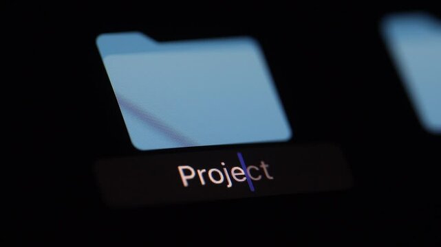 Create a folder for files named Project, text Project, content creator