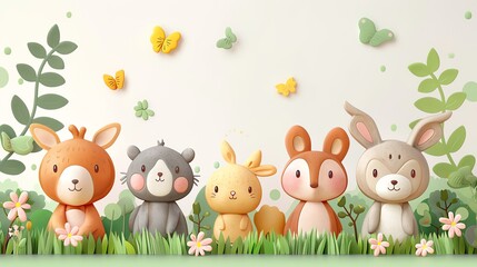 Template background for World Animal Day, Illustrations, copy space for text,  - Generative AI