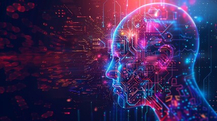 Artificial intelligence is analyzing data connecting dots inside digital human head