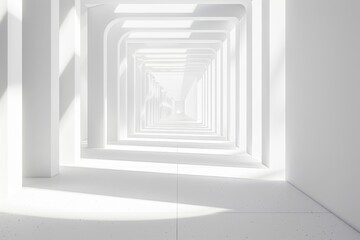 The abstract geometric white light background is composed of a white geometric shape.