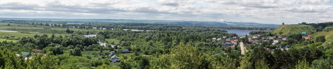 The tower of an ancient Bulgarian fortress on a high cliff on the banks of the Kama River, Elabuga, Tatarstan, Russian Federation