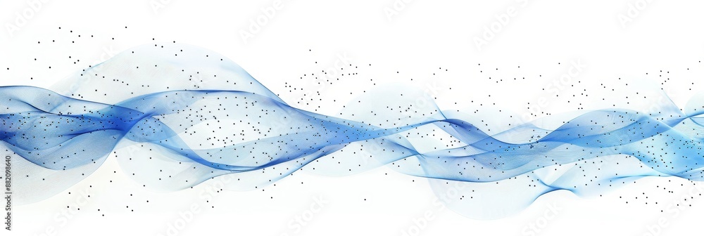 Poster isolated blue dots and lines on a transparent background in an abstract digital design