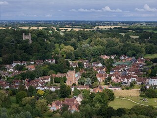 Village centre Castle Hedingham Essex Uk drone,aerial