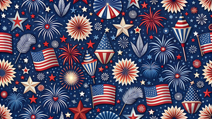 patriotic 4th of july themed seamless pattern