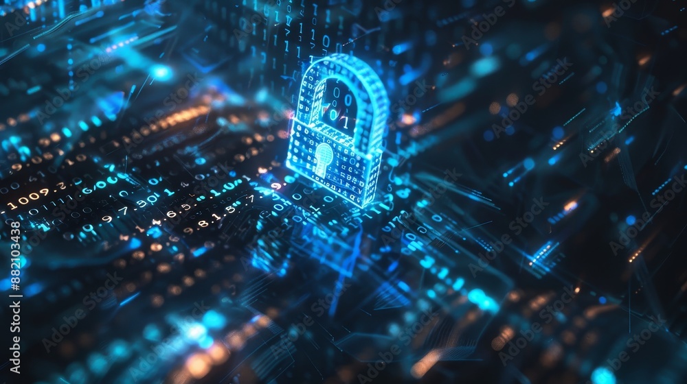 Poster an icon for cyber security of digital data network protection. high-speed data analysis. a backgroun