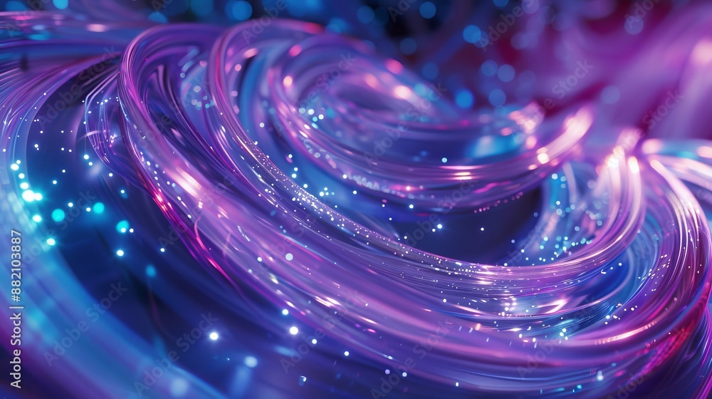Poster bright light signals are used for high speed internet connections. abstract optical fiber lines help